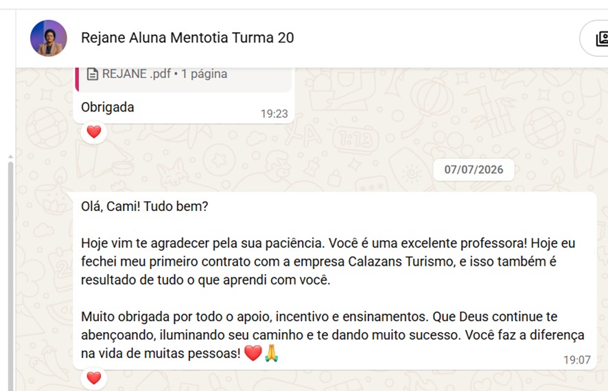 Depoimento de aluna do Desafio Primeira Cliente AV 1